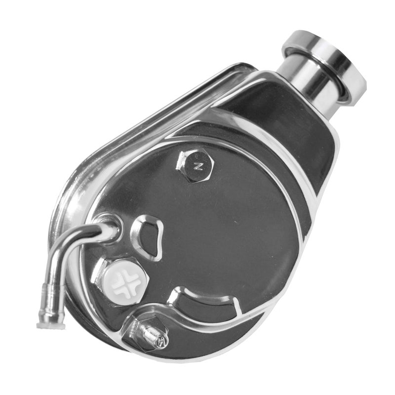 A-Team Performance Chrome Power Steering Pump Kit - JM2000C Saginaw P Series, Chrome Aluminum - Smooth Steering Control for Classic Cars & Engine Swaps - Compatible with GM Vehicles 1955-1976 - Image 1